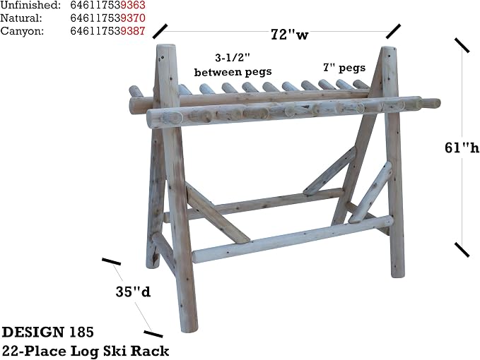 22-Place Freestanding Ski Log Racks, Pole Ski Holders, Garage Racks - Image 3