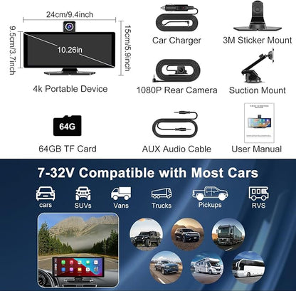 Carplay Screen for Car, 10.26" HD Car Stereo for Apple Carplay & Android Auto - Image 9
