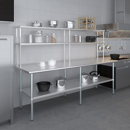 Amgood Stainless Steel Work Table Double Tier Overshelf | Metal Kitchen Prep - Image 8