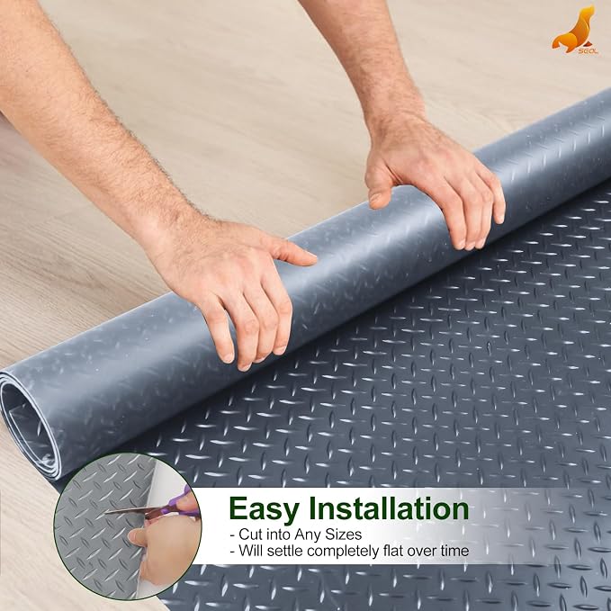 SEAL 6 x 20 Ft Premium Garage Floor Mat, Solid 2.8mm Thick Gray Commercial - Image 6