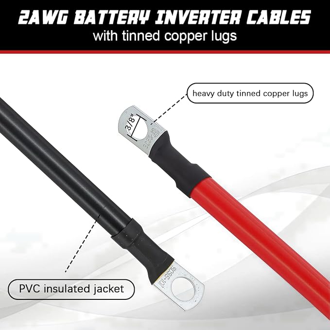 2 AWG Battery Cable 2AWG Gauge Pure Copper Battery Inverter Cables - Image 2