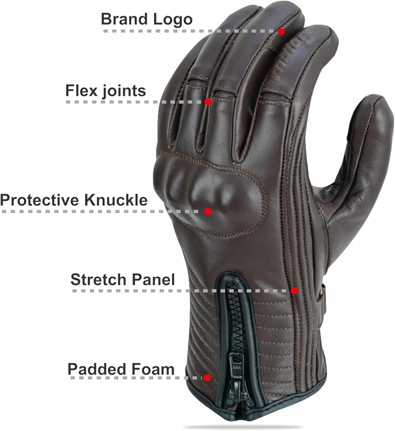 Full Finger Leather Motorcycle Gloves - Image 6