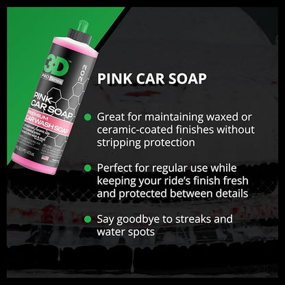 3D Pink Car Soap – 16 oz |pH Neutral Car Wash Soap - Image 4