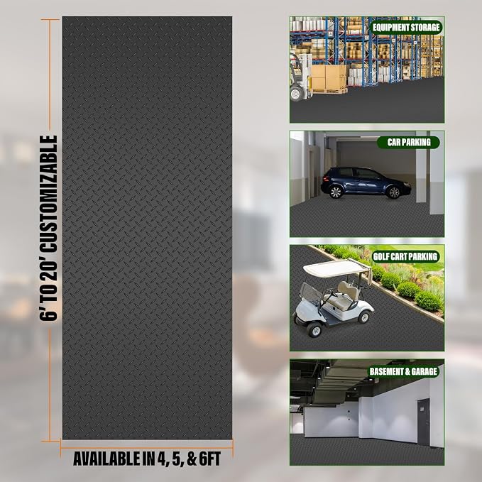SEAL 6 x 20 Ft Premium Garage Floor Mat, Solid 2.8mm Thickened Black Commercial - Image 3