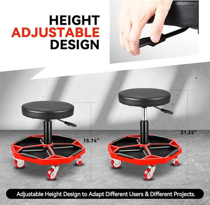 Auto Dynasty Mechanic Stool, Adjustable Rolling Pneumatic Creeper Garage Shop - Image 3