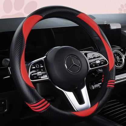 Car Steering Wheel Covers for Women Girl Padded Carbon Fiber PU Leather Cute by HighnessHwoo