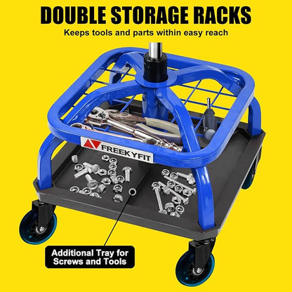 Rolling Stool with Blue Wheels, Heavy Duty Garage Work Mechanic Rolling Shop - Image 5