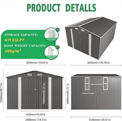 10x12 FT Outdoor Storage Shed - Image 2