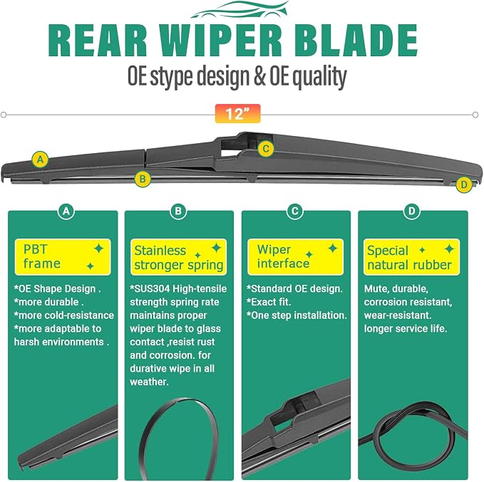 24" 19" 12" Windshield Wiper Blades Replacement - Image 4