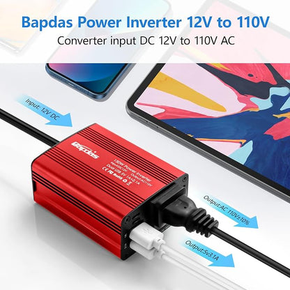 150W Power Inverter 12v to 110v Car Adapter Outlet to Wall Plug - Image 6