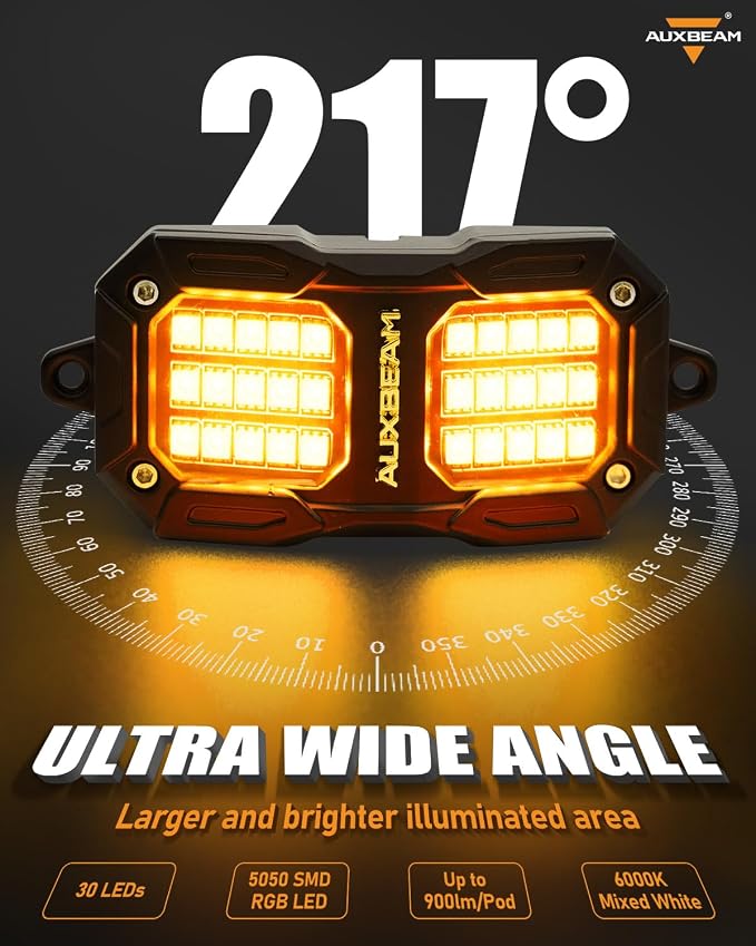 Auxbeam 2-Pod Dynamic Color Changing RGB LED Rock Lights - Image 5
