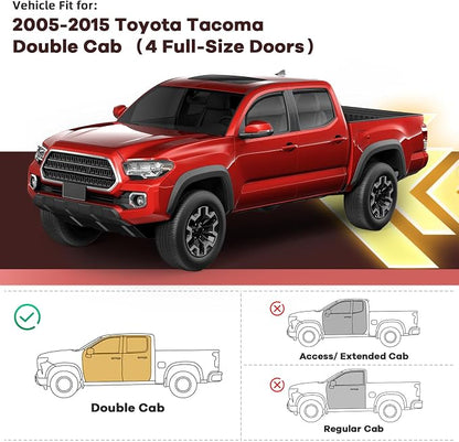 4PCS in Channel Rain Guards for Tacoma 2005-2015 Double Cab, Durable Side Wind - Image 2