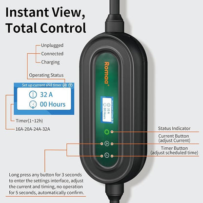 Level 2 EV Charger w/App Control: 32A 240V 7.68kW Fast Charging, NEMA 14-50 - Image 6