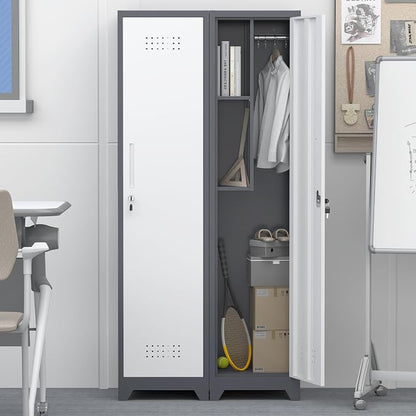GREATMEET Slim Lockable Garage Storage Cabinet, Narrow Broom Storage Closet - Image 2