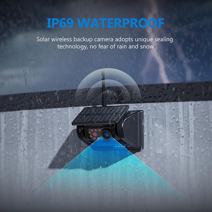 2 Magnetic Solar Wireless Backup Camera HD1080P 3 Mins DIY Installation DVR 7" - Image 6