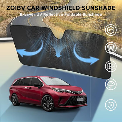 Windshield Sun Shade for 2021-2024 Toyota Sienna L LE SE XLE Limited Van Minivan - Image 3