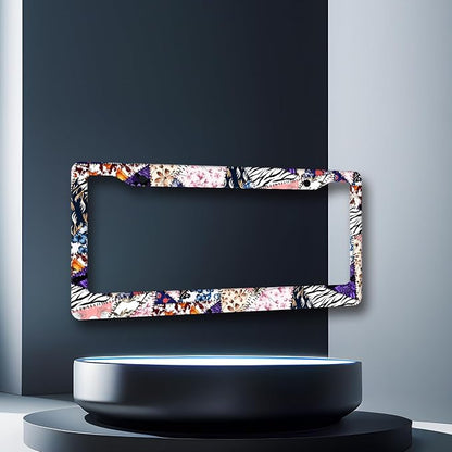 Abstract Art Flowers License Plate Frame Colorful Floral License Plate Holder - Image 3