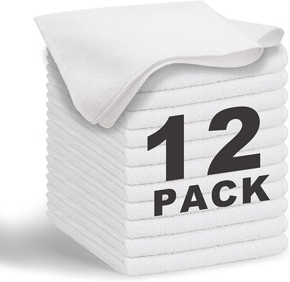 White Microfiber Cleaning Cloth 13"x13", Ultra Soft Absorbent Microfiber by WEAWE