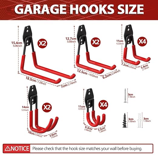 3-H Garage Wall Hooks 42 Pack, Heavy Duty Garage Hooks - Image 2