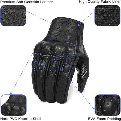 Updated Men’s Motorcycle Gloves Goatskin Leather Anti-Slip Street Bike Gloves - Image 2