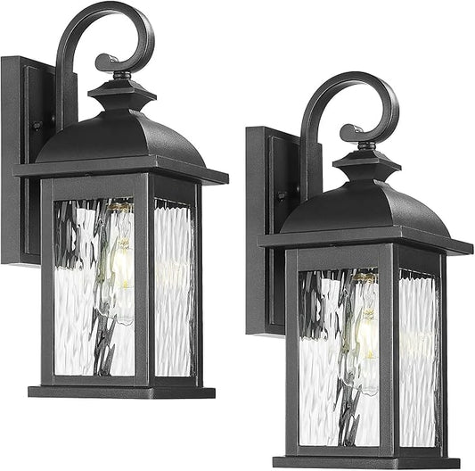 FEMILA 2 Packs Outdoor Waterproof Wall Lights Fixture, Anti-Rust Matte Black by FEMILA