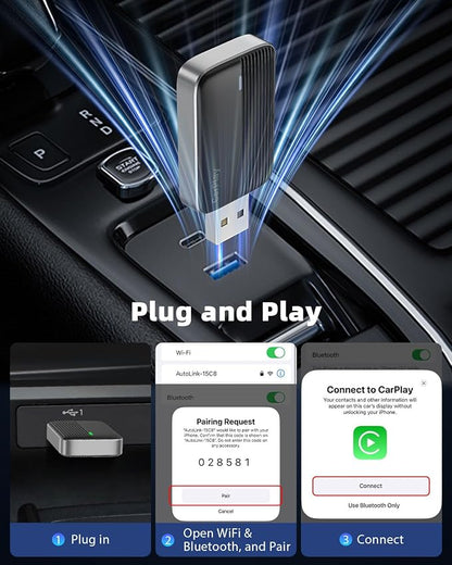 MoKo Wireless CarPlay Adapter for Apple iPhone, Mini Car Play Adapter for iOS - Image 3