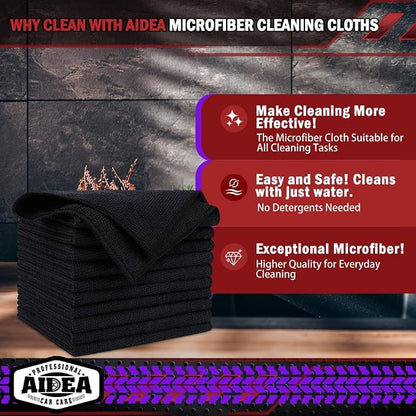 AIDEA Microfiber Cleaning Cloth Black 20PK, Microfiber Towels - Image 2