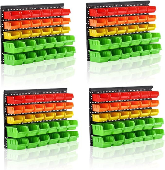 Wall Mounted Storage Bins Parts Rack 4 Colors Bin Organizer Garage Plastic Shop by MULSAME