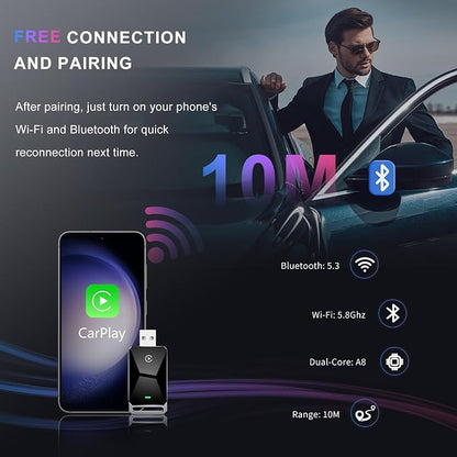 Wireless CarPlay Adapter for Apple CarPlay，Convert Wired to Wireless iPhone - Image 6