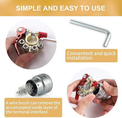 SINGARO Car Battery Terminal Connector, 4 Way Positive and Negative Pole Quick - Image 4