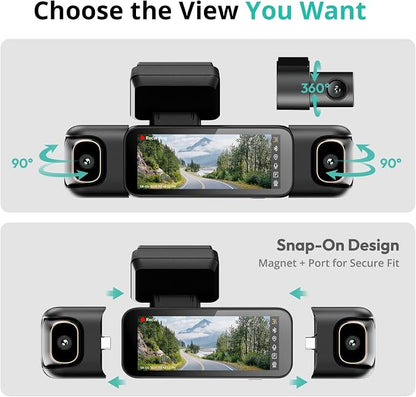 3K 4 Channel Dash Cam, 560° All-Sides View, Front and Rear Inside Car Camera - Image 4