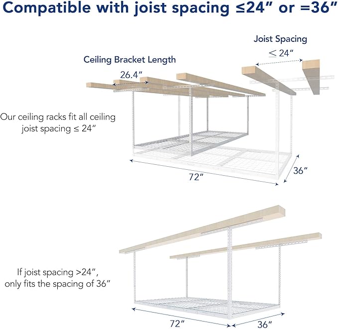 FLEXIMOUNTS 2 Pack 3x6 Overhead Garage Storage Adjustable Ceiling Rack 72" - Image 5