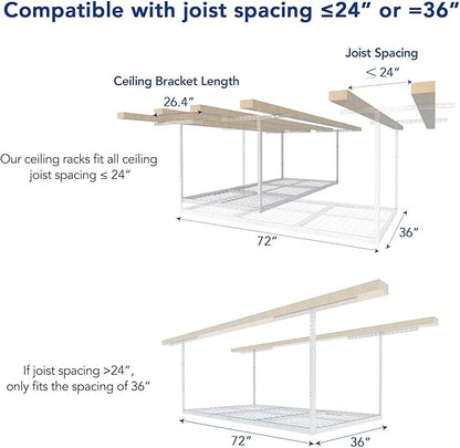 FLEXIMOUNTS 2 Pack 3x6 Overhead Garage Storage Adjustable Ceiling Rack 72" - Image 5