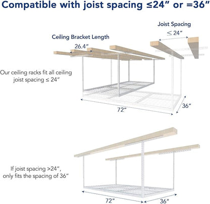 FLEXIMOUNTS 3x6 Overhead Garage Storage Adjustable Ceiling Rack 72" Length x - Image 5