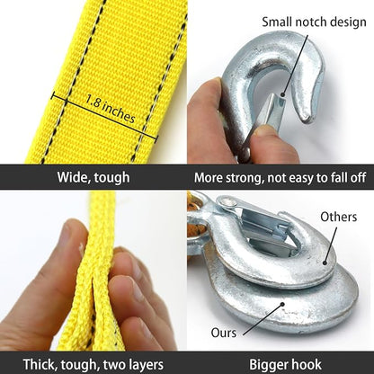 Heavy Duty Tow Strap with Safety Hooks | 2” x 16.4’ | 13200 LB Capacity - Image 2