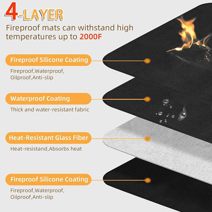 Under Grill Mat for Outdoor Grilling, 32 x 48 inches Double-Sided Fireproof - Image 3