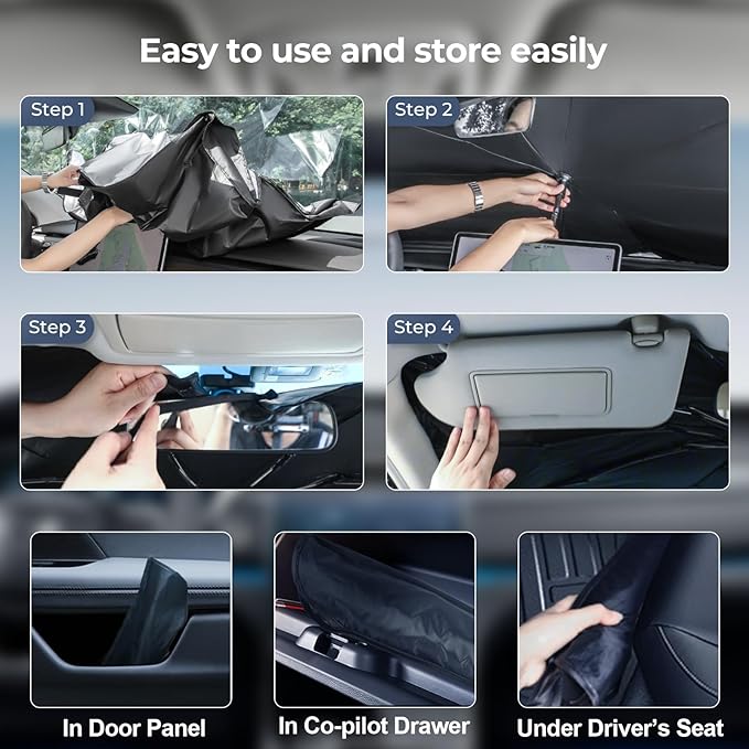 Windshield Sun Shade Umbrella for 2015-2024 Ford Edge Accessories: Custom Fit - Image 4