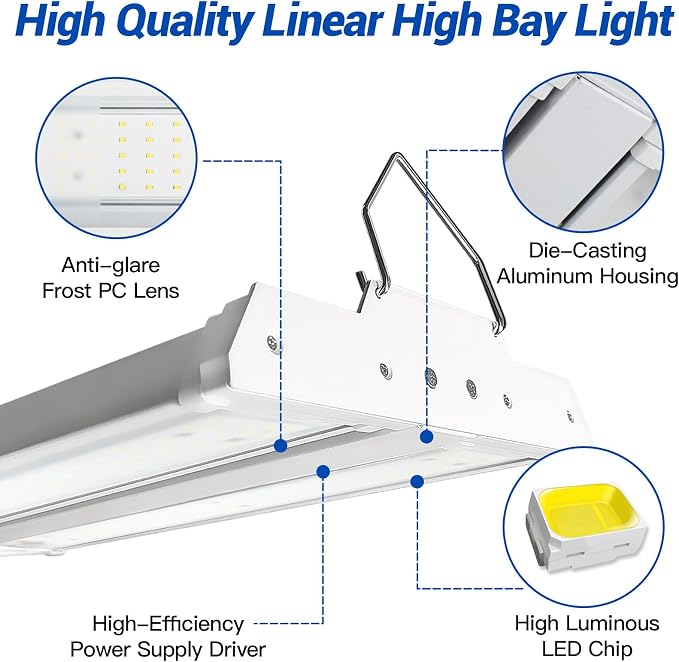 JTT LED Linear High Bay Light, 5000K Daylight 150W 21000LM Shop Light - Image 4