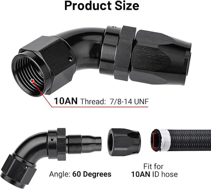 EVIL ENERGY 10AN 60 Degree One Piece Full Flow Hose End Fitting Swivel - Image 2