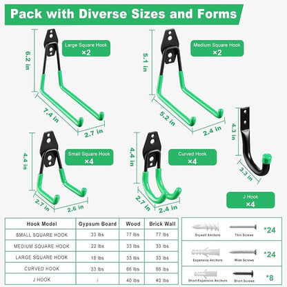 LANDNEOO Garage Hooks, Heavy Wall Mount Duty Hooks - Image 2