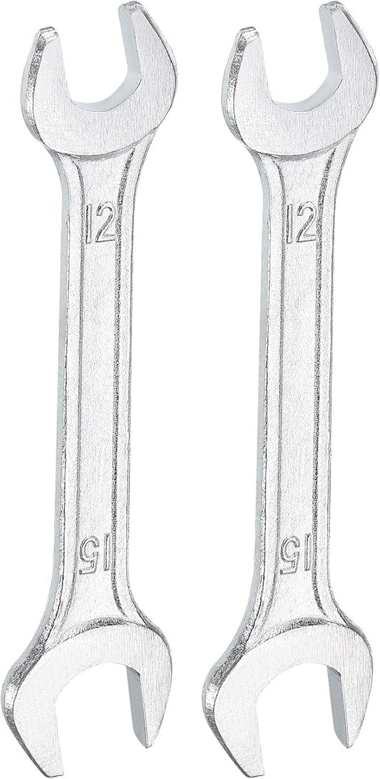 HARFINGTON 2pcs Double Open End Wrench 12mm x 15mm Metric 15 Degree Offset by HARFINGTON