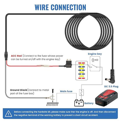 EWAY Radar Detector Hardwire Kit, DC3.5 Direct Wire Wiring Kit - Image 5