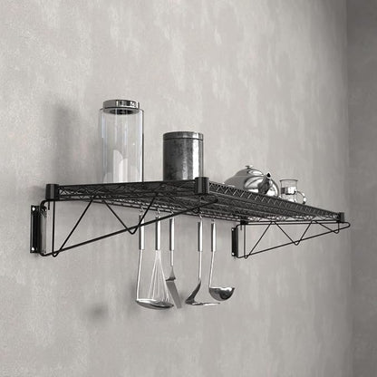 18" x 60" Black Epoxy Wire Wall Mount Shelf - Image 2