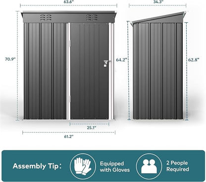 Gizoon 5 'x 3'Outdoor Storage Shed - Image 8