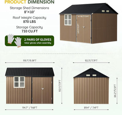 Breezz 8X10FT Outdoor Steel Storage Shed - Image 2