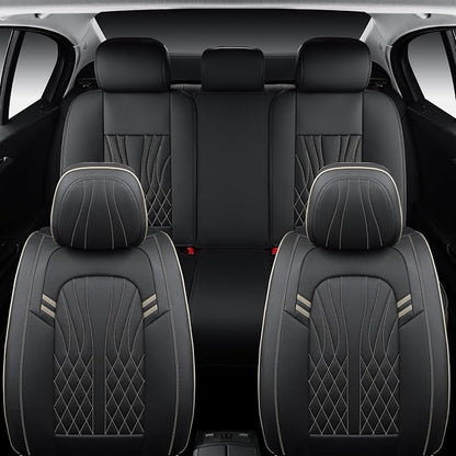 Leather Car Seat Covers 5 Pieces, Full Set Universal Seat Covers - Image 4