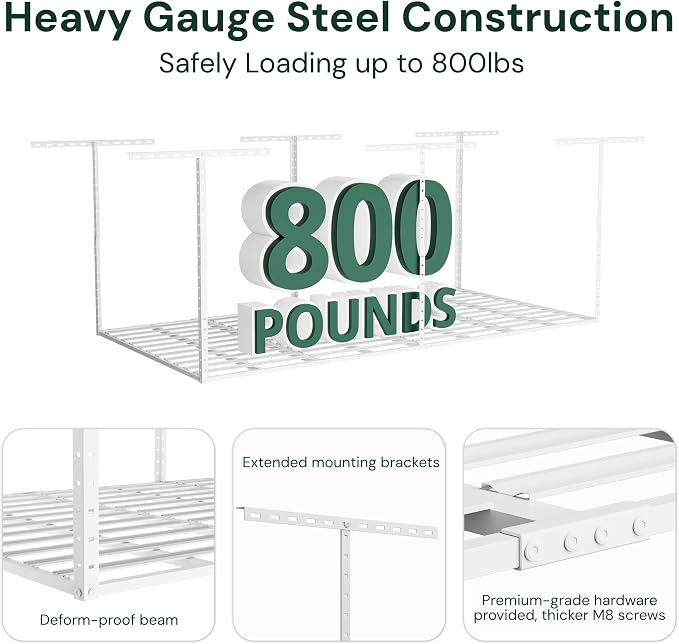 SunsGrove 2x8 Garage Storage Overhead Rack Organization, Adjustable Ceiling - Image 2
