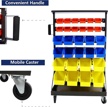 60 Parts Bin Rack Garage Storage Unit 6 Tiers System Steel Shelf - Image 6