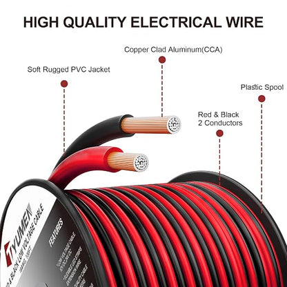 10 Gauge Wire 50FT, 10AWG Red Black Electrical Wire LED Strips Extension Cord - Image 2