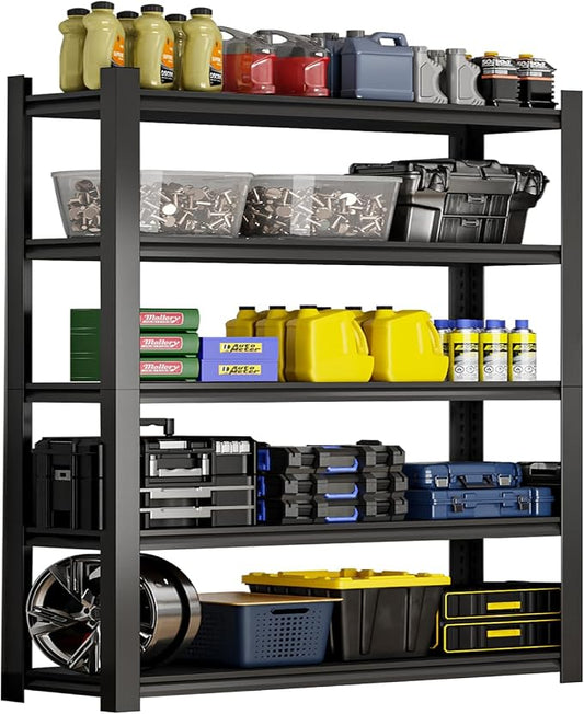 72''H Garage Shelving Heavy Duty, 3000LBS Storage Shelves, 5-Tier Adjustable by Qxdyt